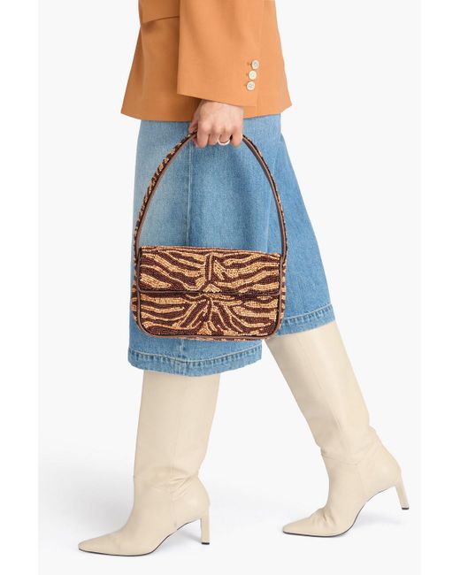 Staud Brown Schultertasche "tommy" mit zierperlen