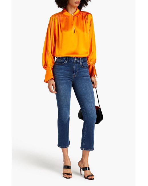 FRAME Orange Silk-satin Shirt