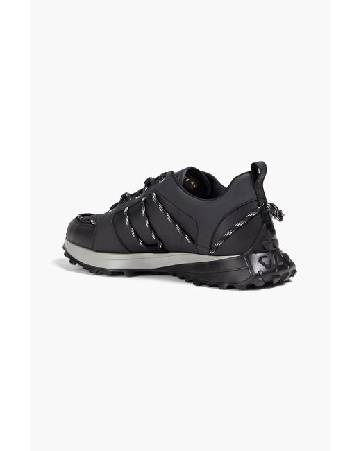Canali Black Leather And Shell Sneakers for men