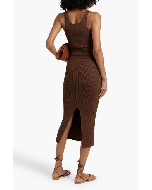 TOTEME Ribbed-knit Midi Dress in Brown | Lyst
