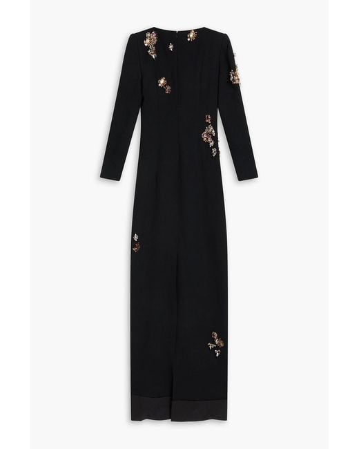 Dries Van Noten Black Dalista Embellished Crepe Midi Dress
