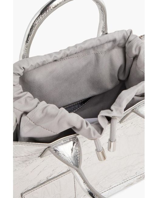 Sandro White Crinkled Mirrored-leather Tote