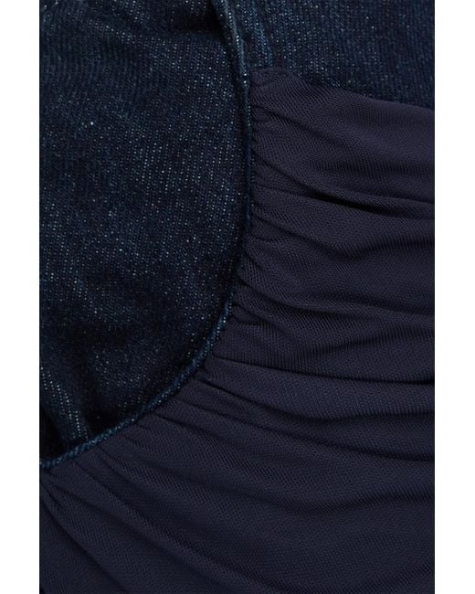 Christopher Esber Blue Layered Stretch-Crepe And Denim Midi Skirt
