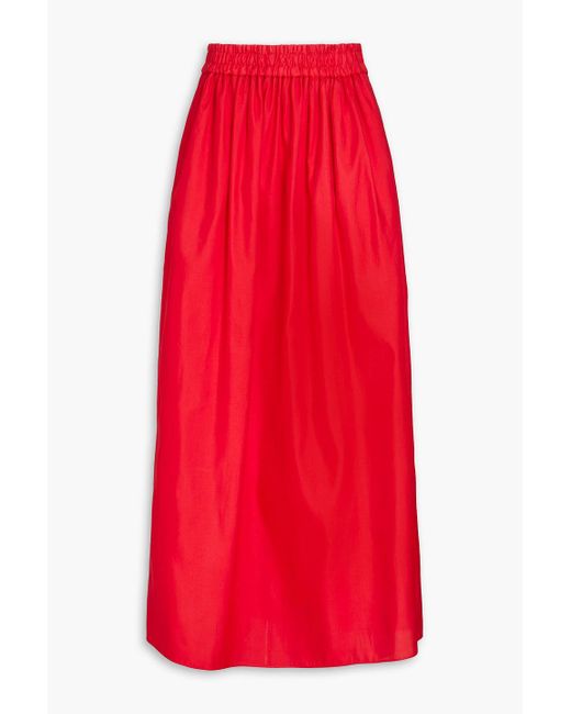 Emporio Armani Red Silk-blend Maxi Skirt
