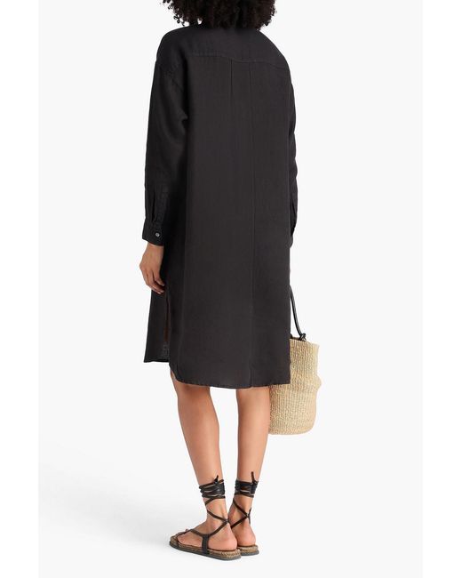 James Perse Linen Shirt Dress in Black | Lyst UK
