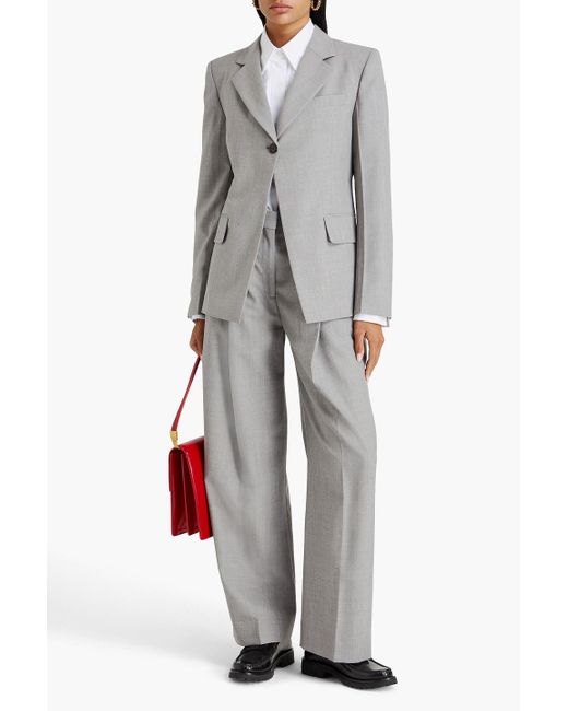 Victoria Beckham Gray Single-breasted Wool Blazer