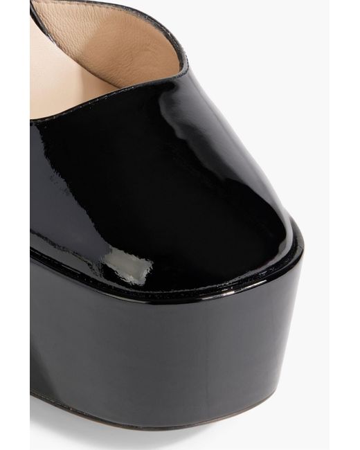 Stuart Weitzman Black Sky High 145 Patent-leather Platform Pumps