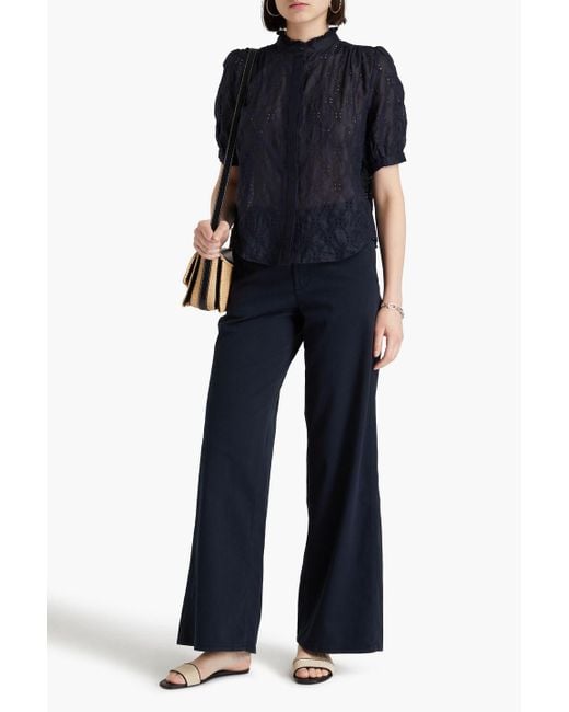 Rag & Bone Blue Jordan Broderie Anglaise Ramie Blouse