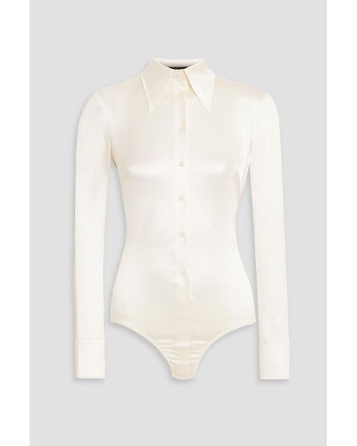 Dolce & Gabbana White Stretch-silk Satin Bodysuit