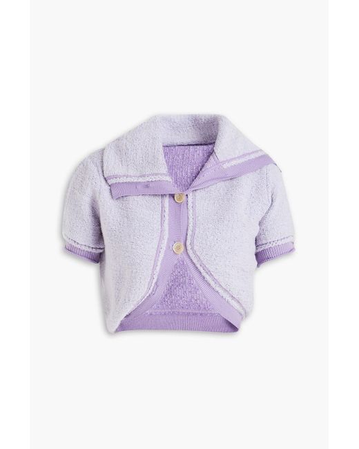 Jacquemus Purple Bouclé-knit Wool Cardigan