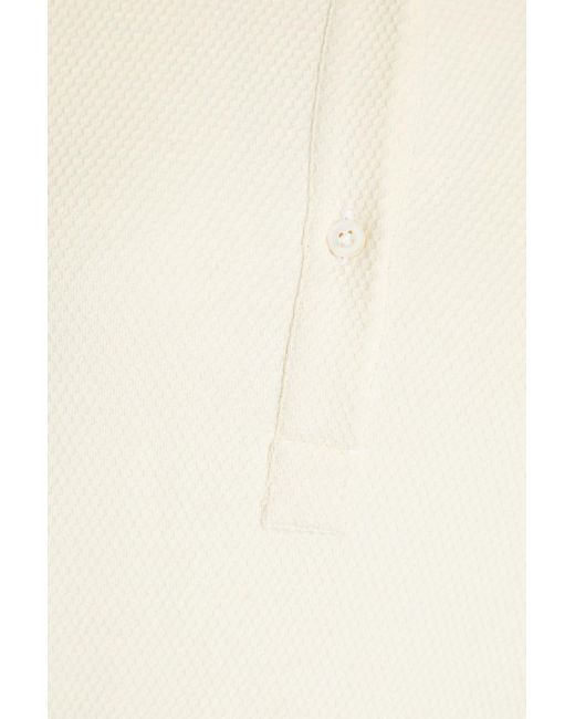 Giuliva Heritage Natural Dalia Waffle-knit Cotton Polo Shirt