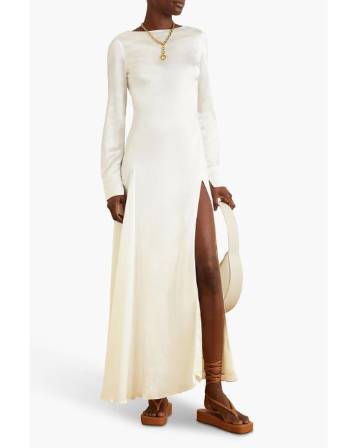 BITE STUDIOS White Occasion Silk-satin Maxi Dress
