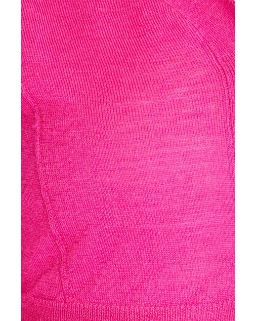 Jacquemus Pink Soli Cropped Twist-back Wool-blend Cardigan