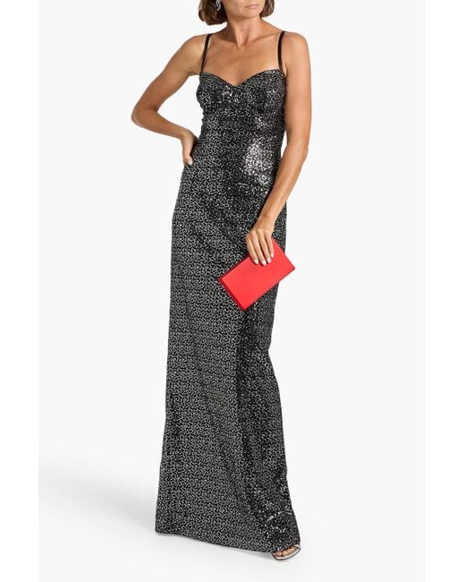 Dolce & Gabbana Black Cutout Sequined Tulle Gown