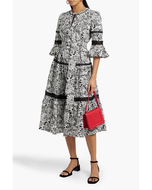 Diane von Furstenberg Black Julia Belted Floral-print Cotton-blend Poplin Midi Dress