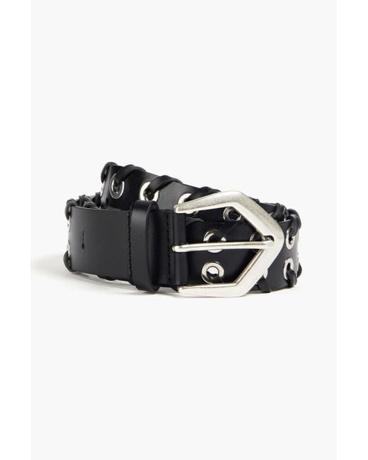 IRO Black Eyelet-embellished Leather Belt