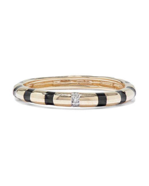 Adina Reyter 14-karat Gold, Diamond And Enamel Ring Black