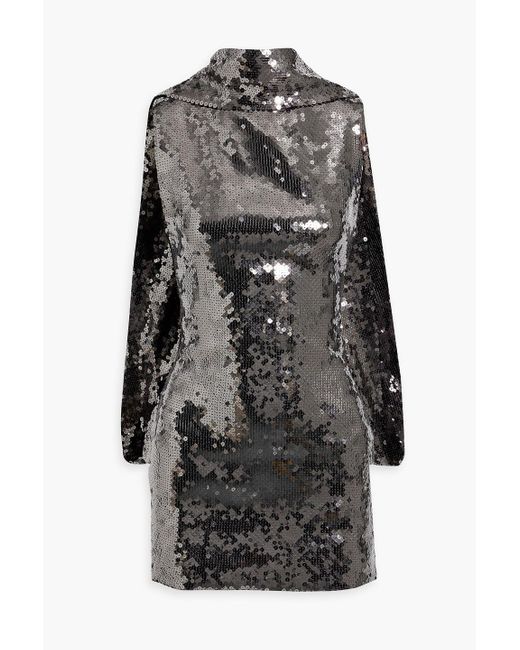 16Arlington Black Blair Draped Sequined Tulle Mini Dress
