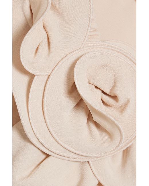 Magda Butrym Natural Floral-Appliquéd Ruched Stretch-Jersey Mini Dress