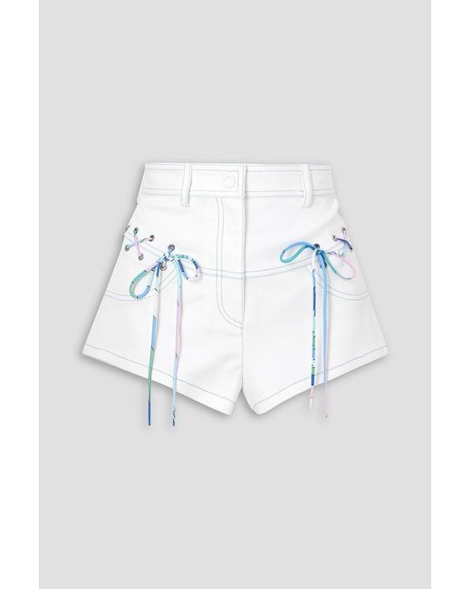 Emilio Pucci Blue Lace-Up Cotton-Blend Gabardine Shorts