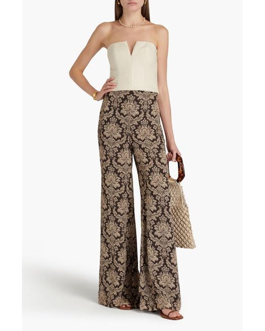 Zimmermann Natural Floral-print Chiffon Wide-leg Pants