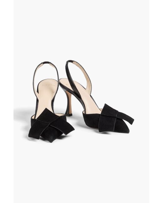 Alexandre Birman Black Bonny 85 Bow-Detailed Suede Slingback Pumps