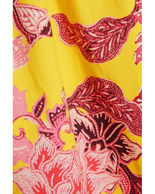 Cara Cara Orange Mimi schulterfreies midikleid aus baumwollpopeline mit floralem print