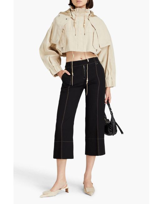 Jacquemus Natural Raphia Cropped Linen And Cotton-blend Hooded Jacket