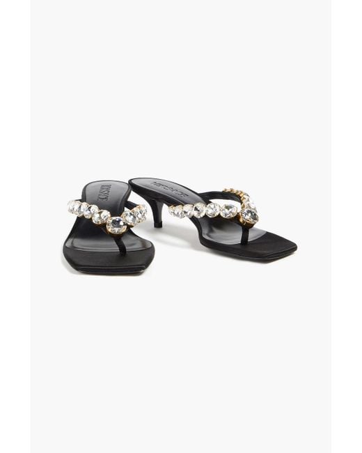 Versace Black Crystal-Embellished Satin Sandals