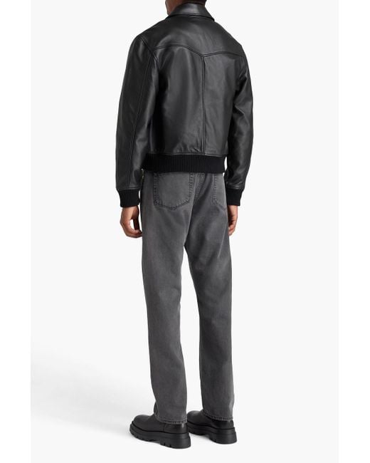 Officine Generale Black Conan Leather Jacket for men