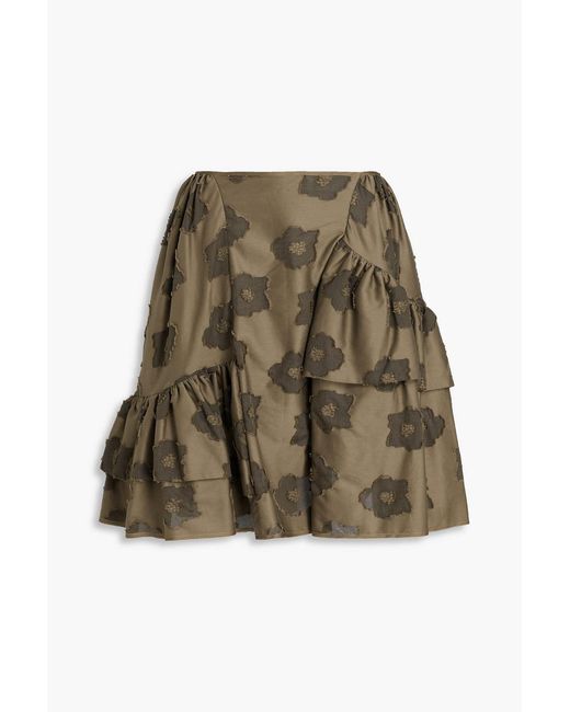CECILIE BAHNSEN Green Fil Coupé Cotton Mini Skirt