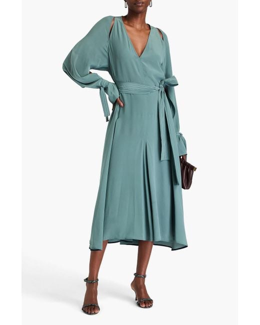 Victoria Beckham Green Cutout Silk Crepe De Chine Midi Dress