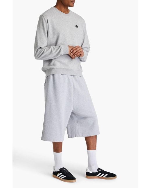 Adidas Originals White Printed French Cotton-blend Terry Sweatshirt for men