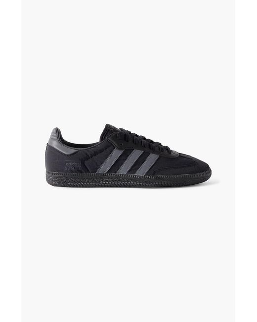 Adidas Originals Black Sambaog Leather-Trimmed Shell Sneakers for men