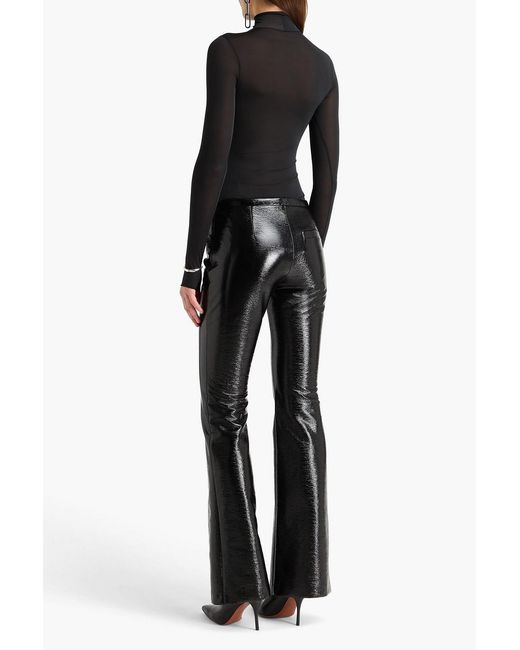 Courreges Black Cotton-Blend Vinyl Flared Pants