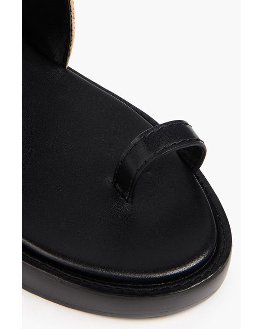 3.1 Phillip Lim Black Naya Raffia-Trimmed Leather Sandals