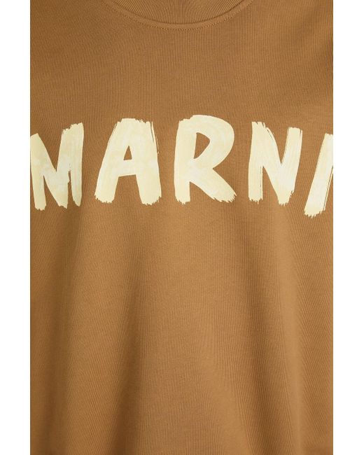 Marni Natural Oversized-sweatshirt aus baumwollfrottee mit print