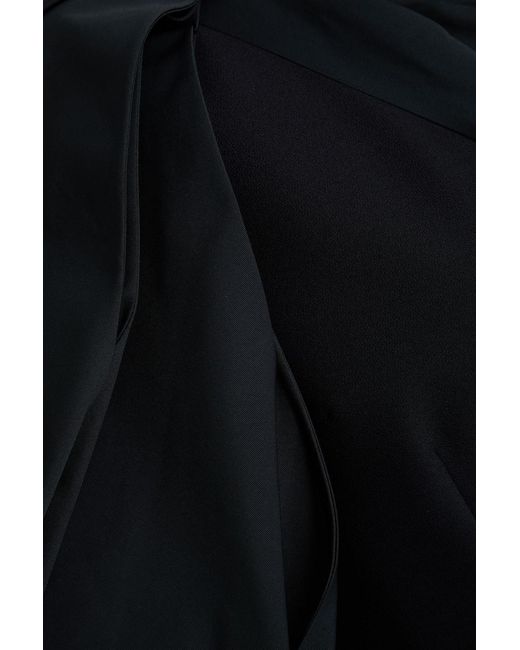 Safiyaa Black One-shoulder Bow-detailed Crepe And Faille Gown