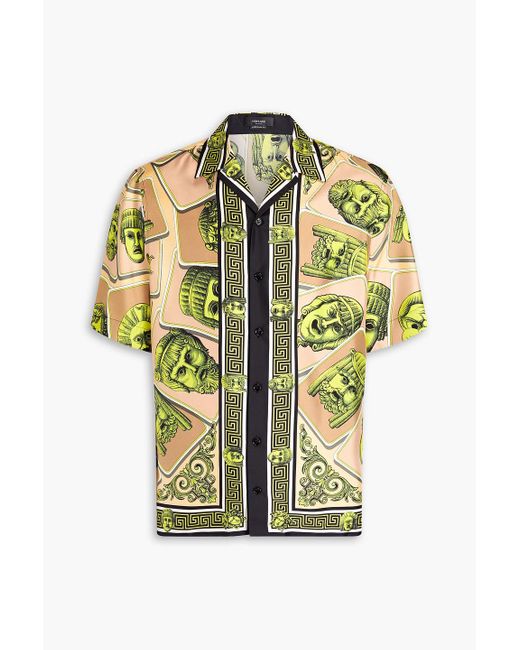 Versace Natural Printed Silk-twill Shirt for men