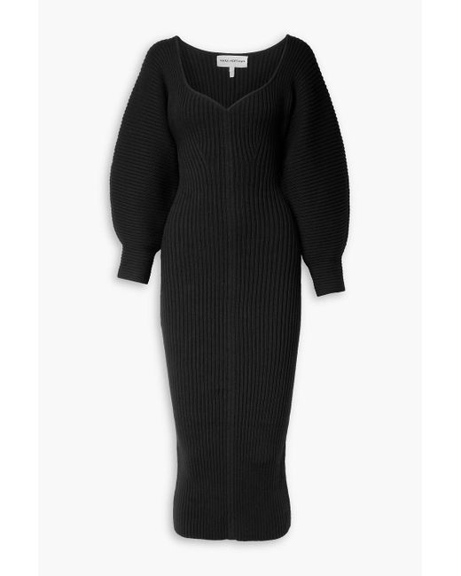 Mara Hoffman Black Marilyn Ribbed Cotton Midi Dress