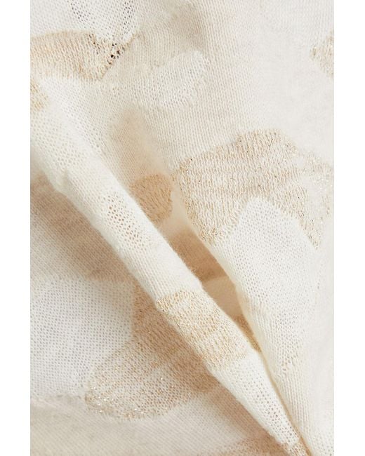 Brunello Cucinelli White Mélange Jacquard-knit Cotton Top