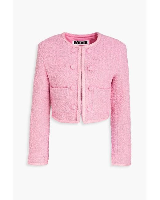 ROTATE BIRGER CHRISTENSEN Pink Mie Cropped Bouclé-tweed Jacket