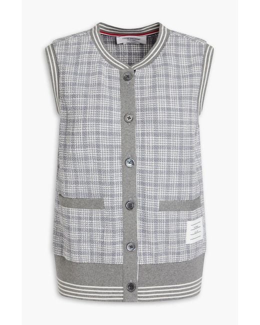 Thom Browne Gray Checked Cotton-blend Tweed Vest
