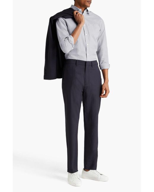 Dunhill White Checked Cotton-seersucker Shirt for men