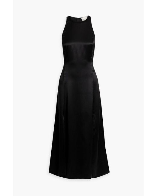 Loulou Studio Black Mina Silk-satin Midi Dress