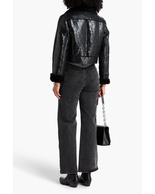 IRO Black Jacke aus shearling mit craquelé-effekt