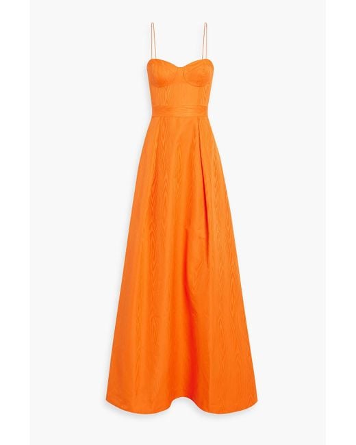 Rebecca Vallance Orange Carmelita Pleated Moire Gown