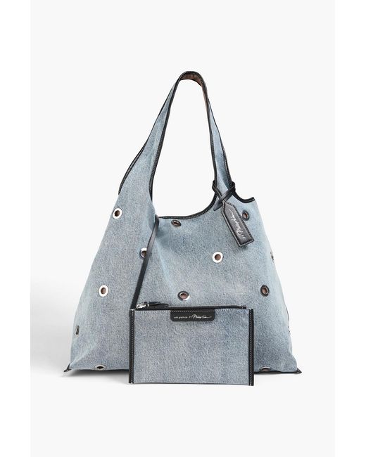 3.1 Phillip Lim Blue Eyelet-Embellished Denim Shoulder Bag