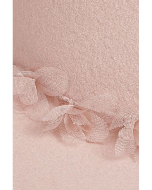 Eugenia Kim Pink Blaine Floral-appliquéd Wool-felt Fedora