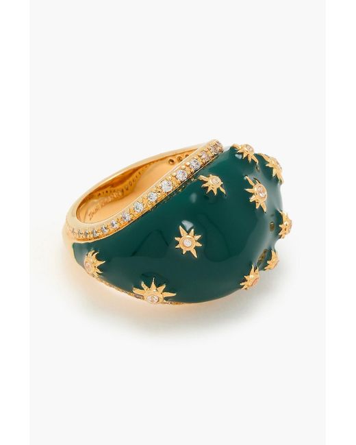 Zimmermann Green Gold-tone, Enamel And Cubic Zirconia Ring